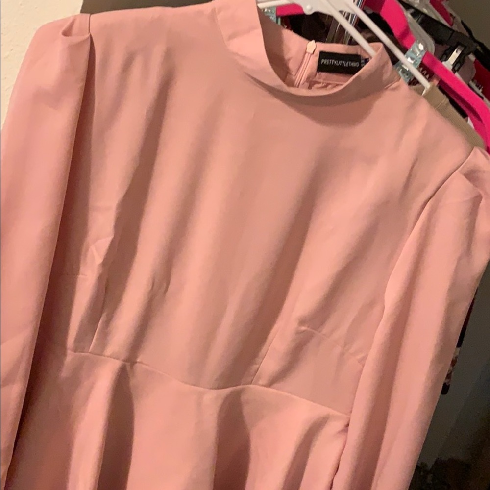 Pink ruffle mini dress